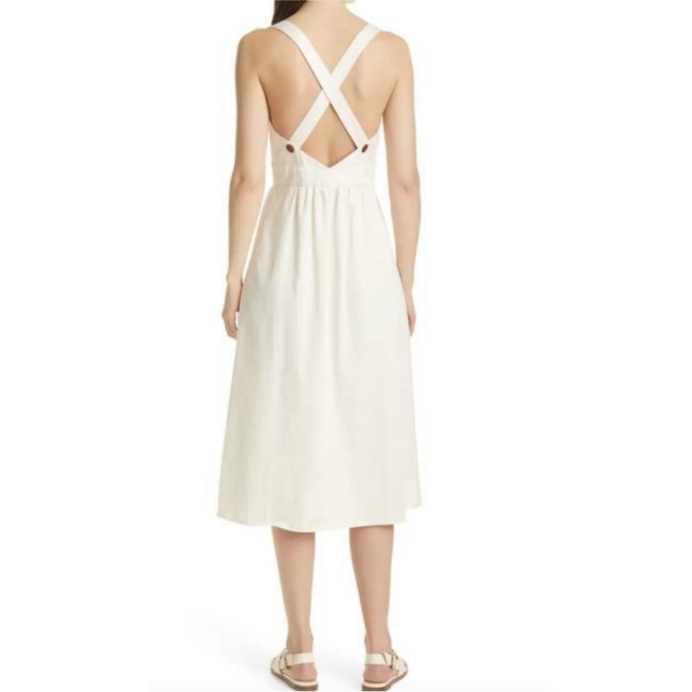 BA&SH White Cybelle Button Front Cotton Off Midi Casual Dress Sz 2 BNWT